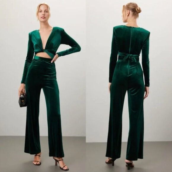 Bronx and Banco Cleopatra green velvet jumpsuit - Picture 1 of 4